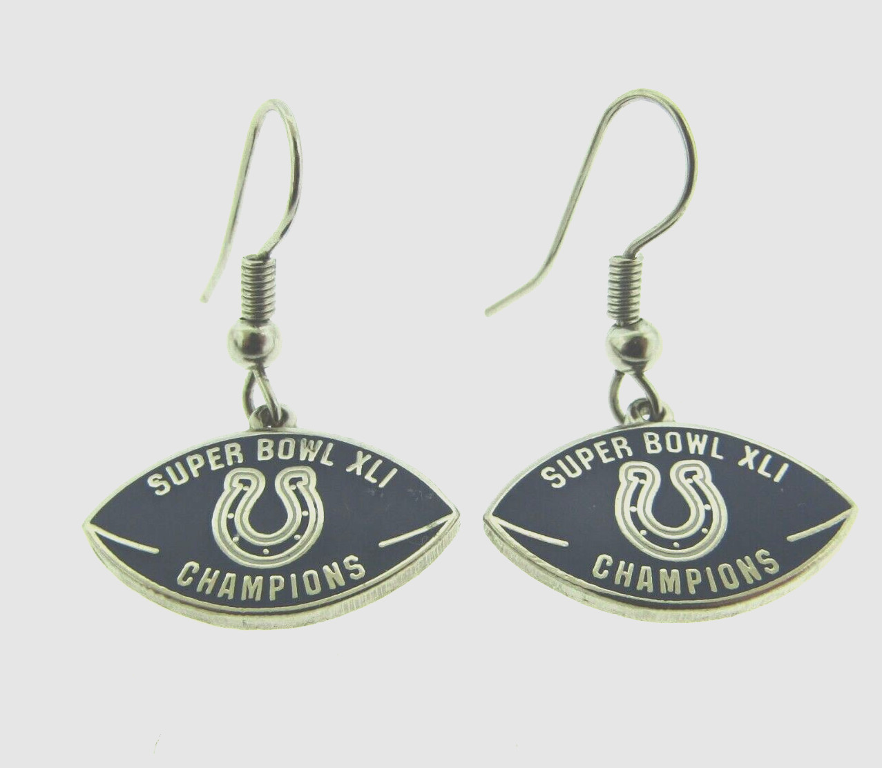 Indianapolis Colts Football Blue Dangle Earrings 1 Inch Super Bowl XLI 2007