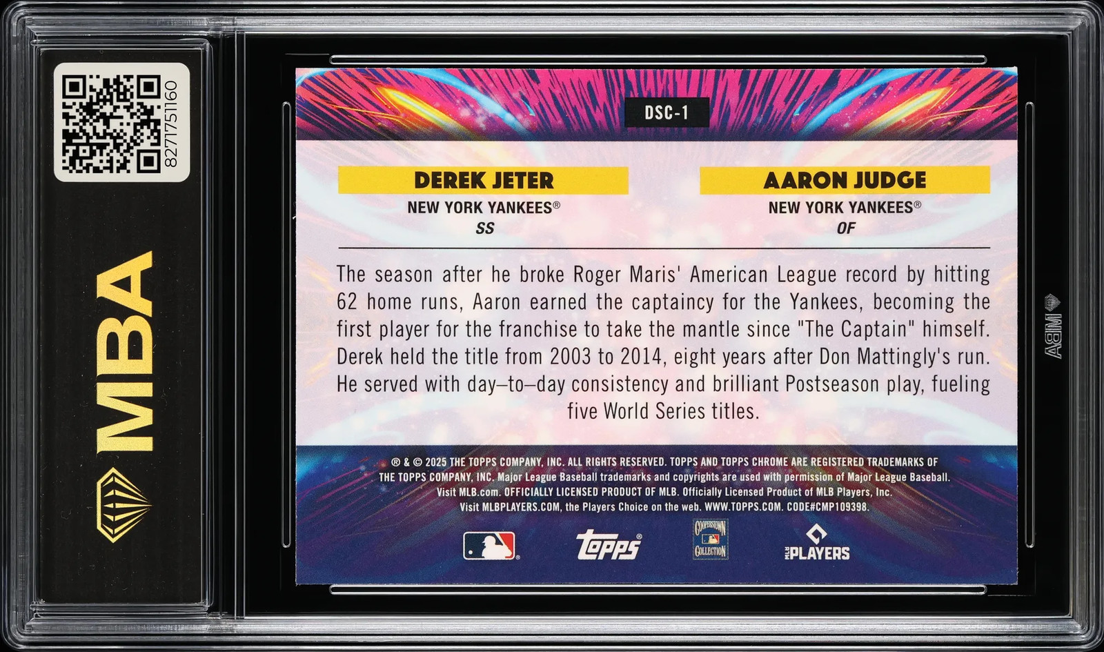 2025 Topps Cosmic Chrome Star Clusters Derek Jeter Aaron Judge #DSC-1 MBA 7