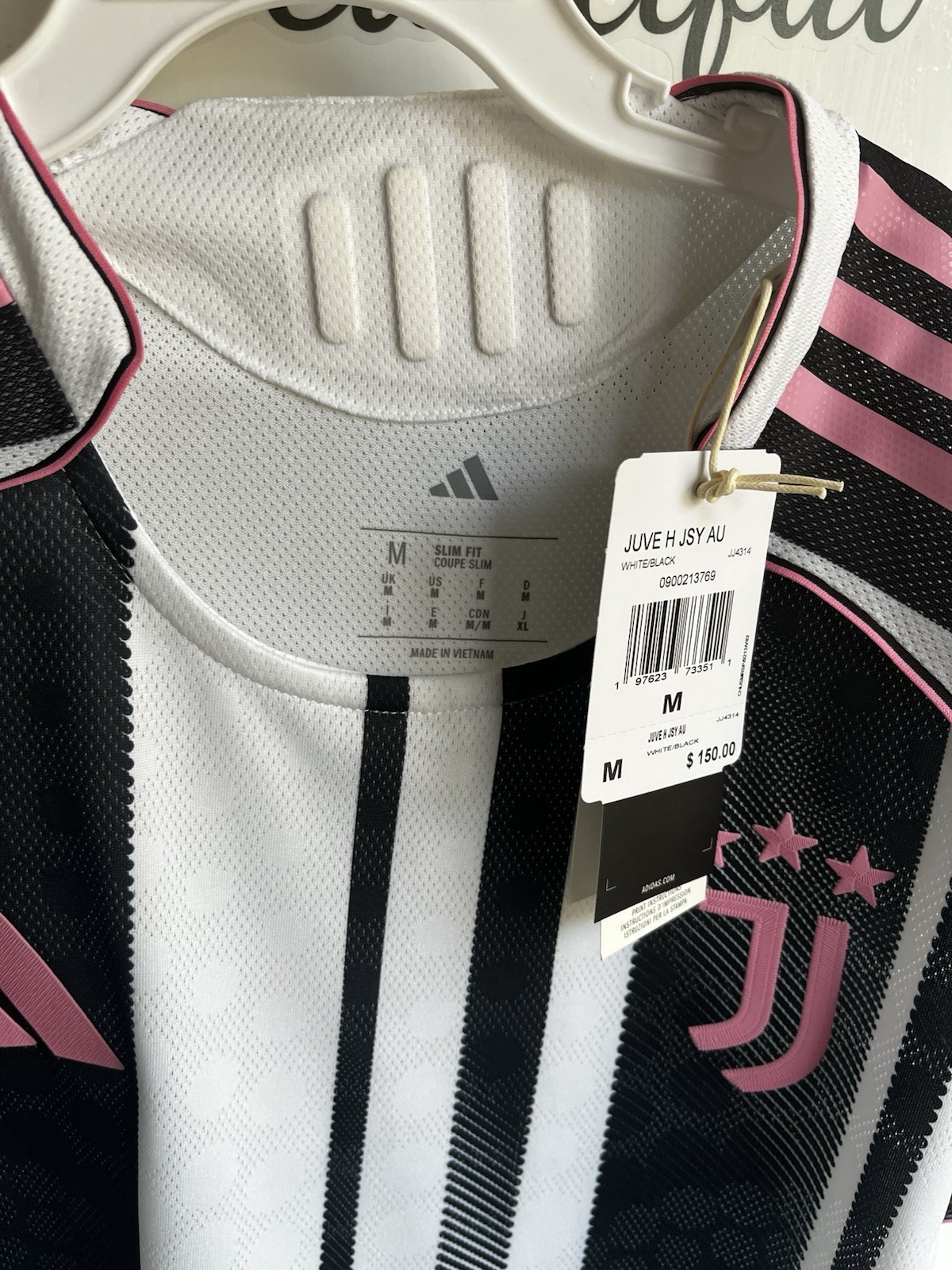 adidas Juventus Officially Licensed White Black Pink Soccer Jersey Size M