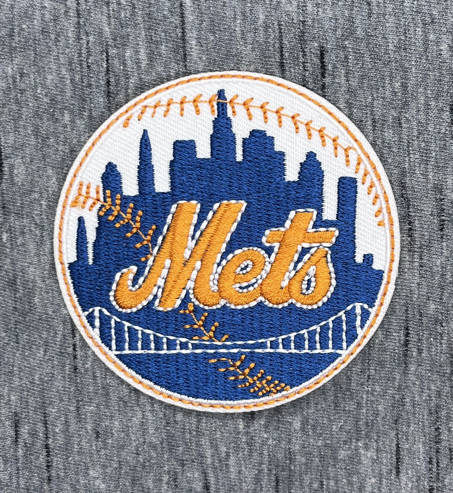 NEW YORK METS EMBROIDERED IRON ON PATCH 3” DIAM. GREAT ON HAT, BACKPACK, SHIRT