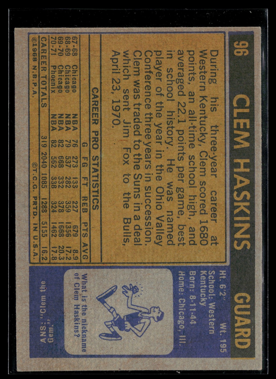 Clem Haskins 1971-72 Topps #96