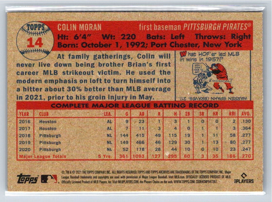 Colin Moran 2021 Topps Archives 14