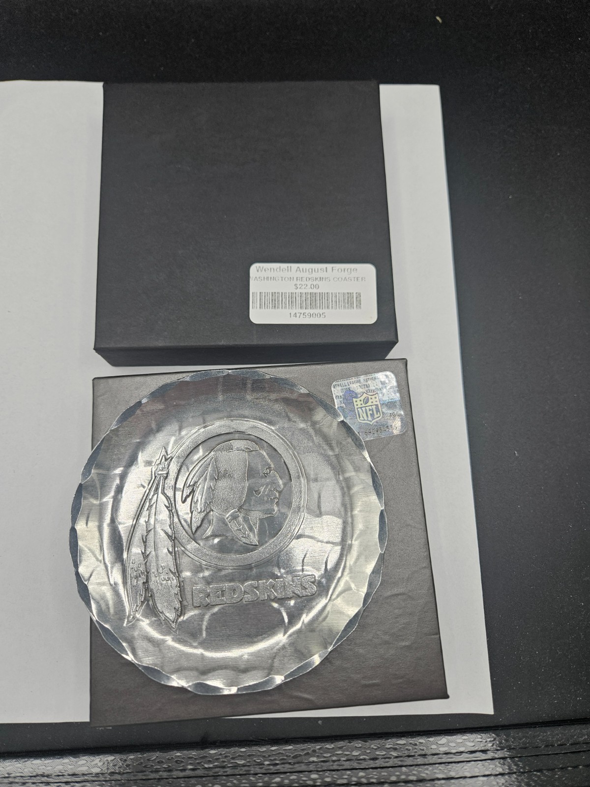 New in Box Washington Redskins 4.5″ Aluminum Coaster by Wendell August Forge