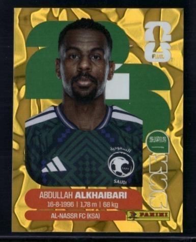2026 Panini World Cup Sticker Abdullah Alkhaibari Saudi Arabia Gold Crumple
