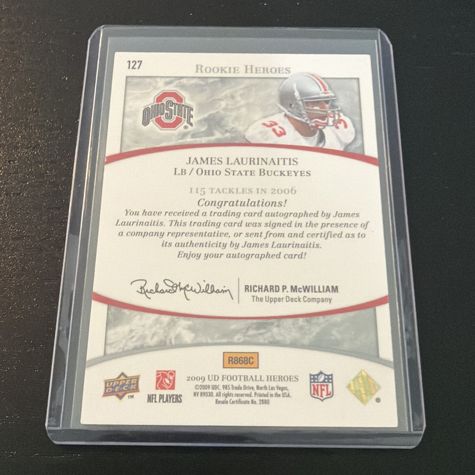 2009 Upper Deck Rookie Heroes – James Laurinaitis RC Auto /199
