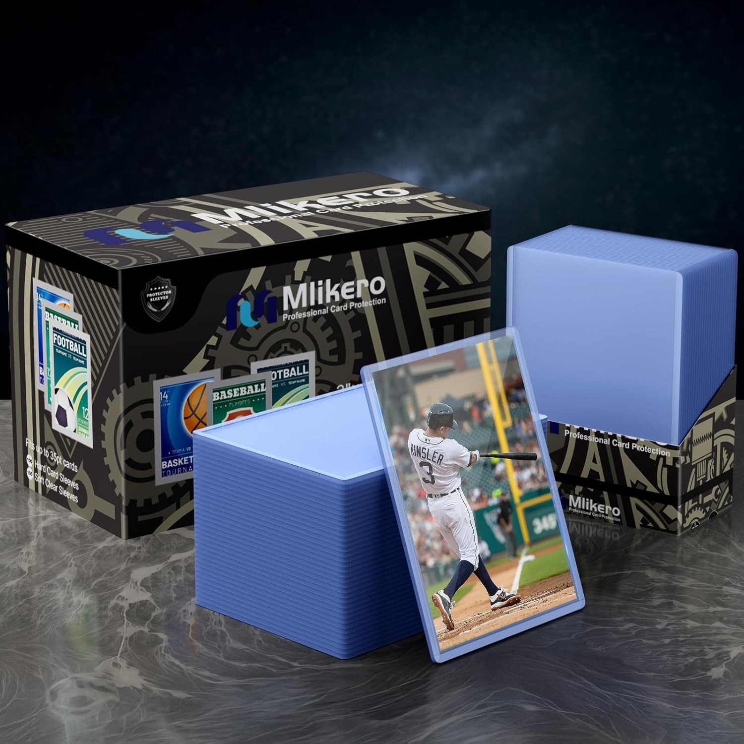 Versatile Card Protector Set, 100 Hard and Soft Sleeves for All Collectibles