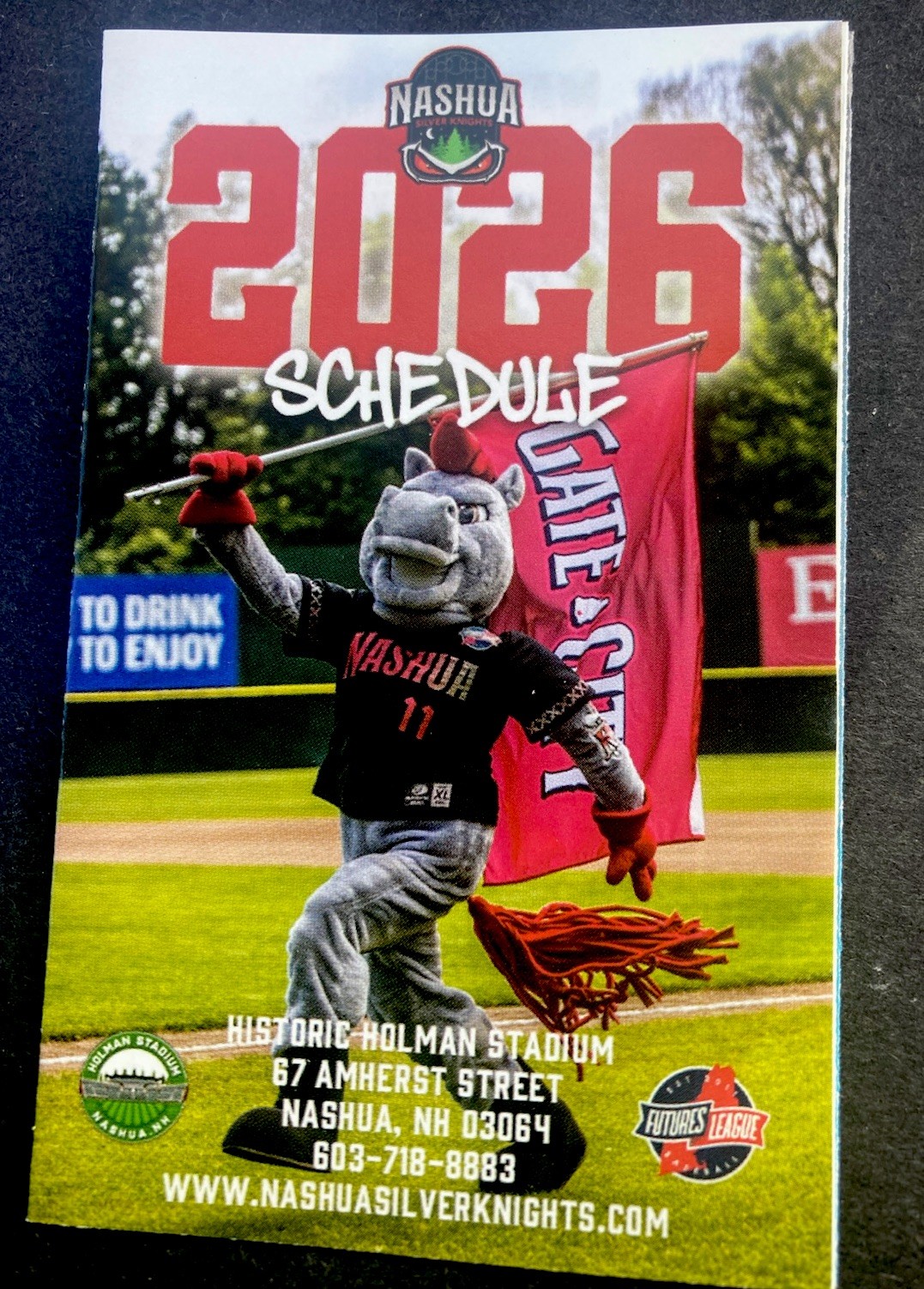 2026 Nashua Silver Knights Baseball Pocket Schedule (Futures Collegiate Baseball
