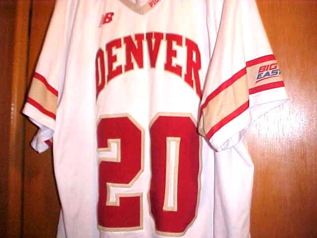 NEW SEWN AUTHENTIC DU Denver University Pioneers LAX Lacrosse Team Jersey, Large