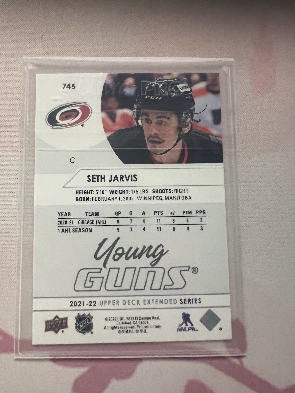 2021-22 Upper Deck Extended Series – Young Guns Seth Jarvis #745 (RC)