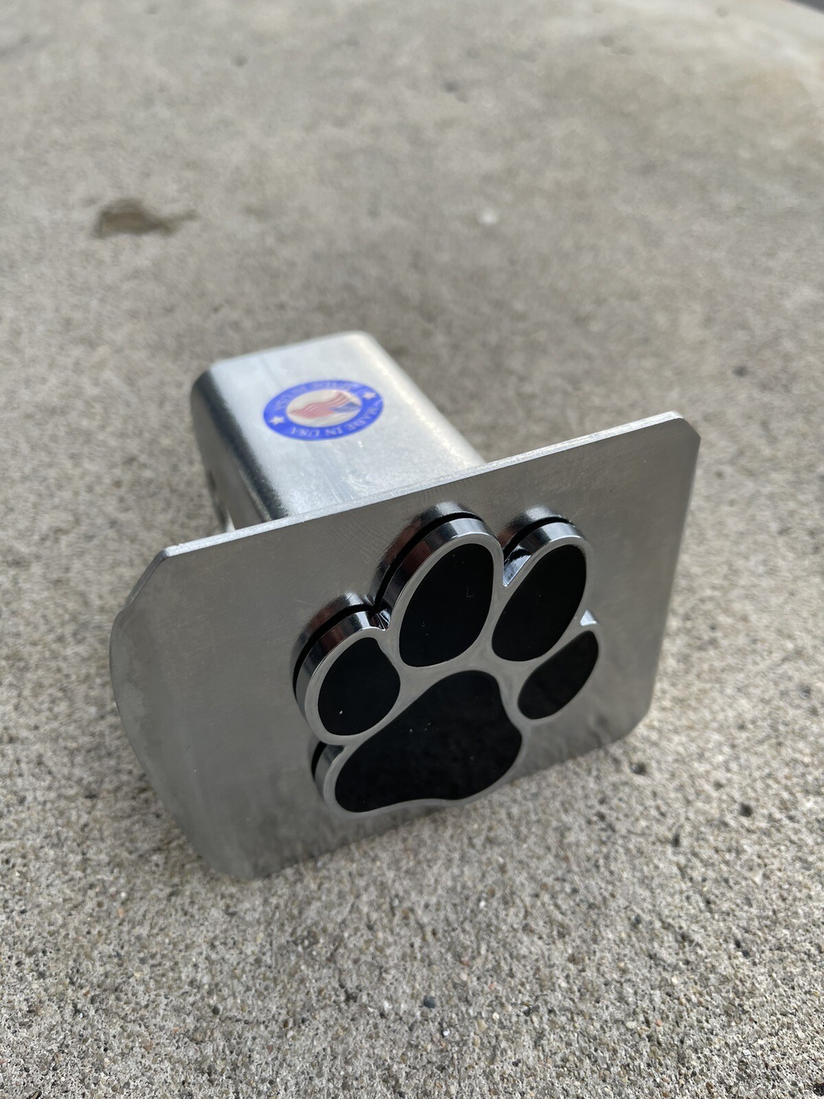 Paw Print Hitch Cover Solid Metal with Raised Chrome Metal Emblem 2″