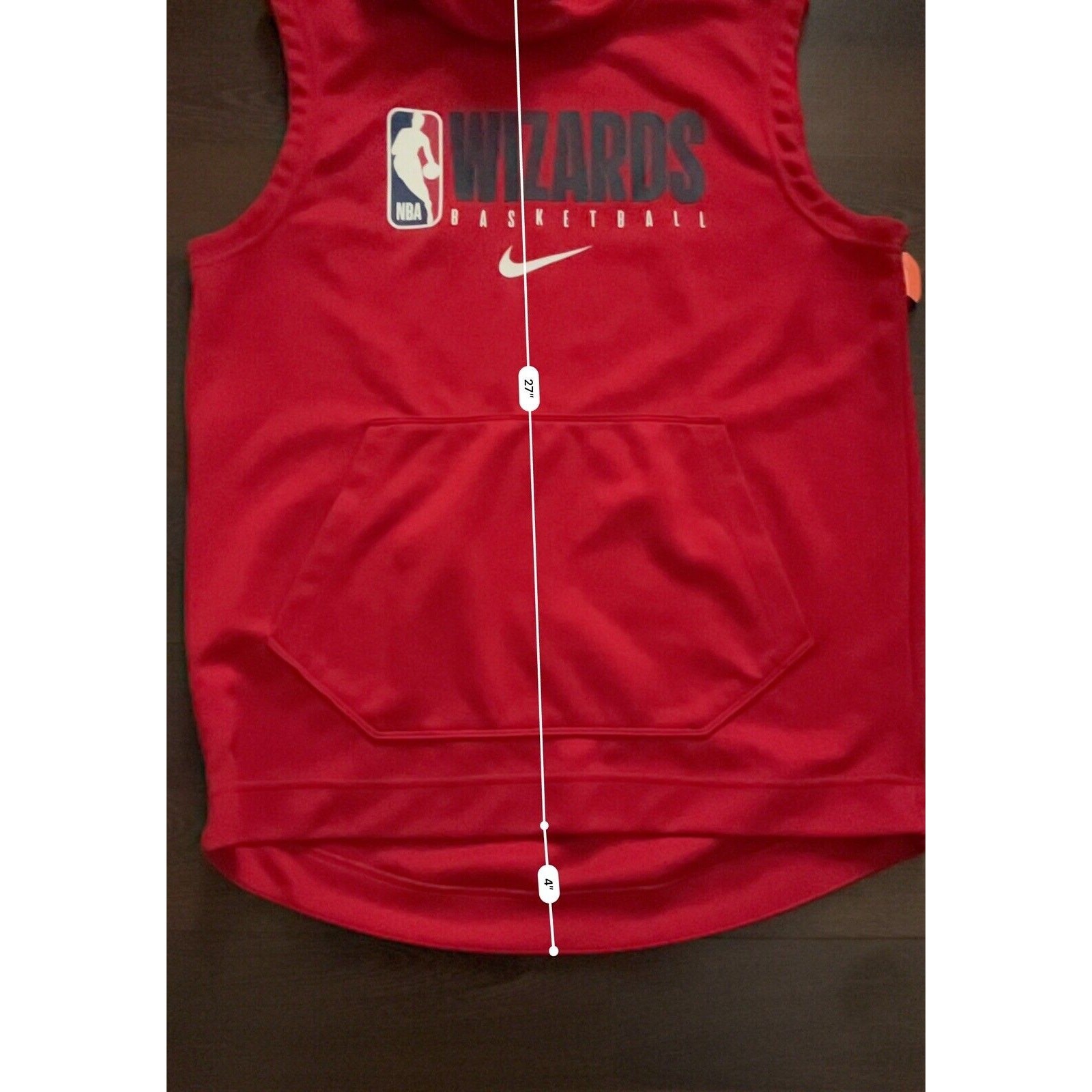 Nike NBA Washington Wizards Team Issue Warm Up Hooded Vest AV1495-657 Mens Sz M