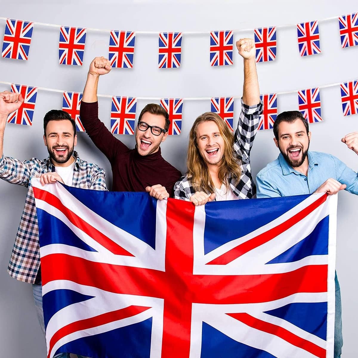 AhfuLife 30 Pcs Union Jack String Flags for VJ-Day 5.51×8.26 in-30 Pcs, UK