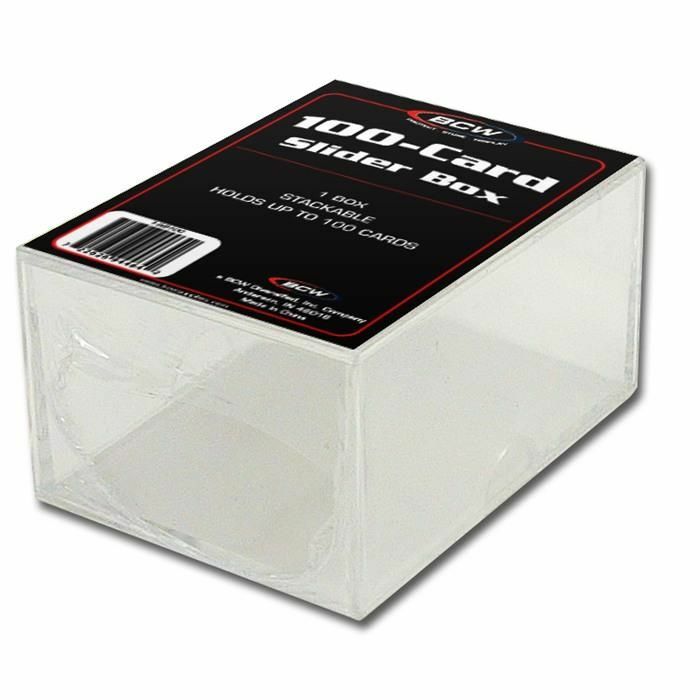 BCW 100 Card Size Slider Box Stackable Plastic Trading Card Storage Case