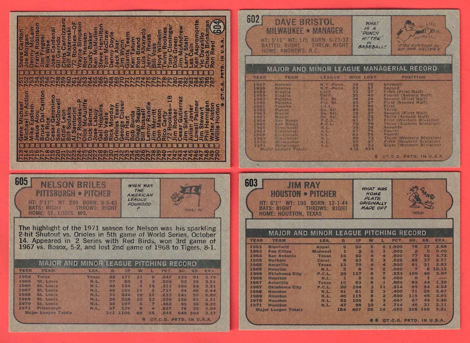 1972 Topps baseball mid-range set break 602-787 – You Pick ‘Em