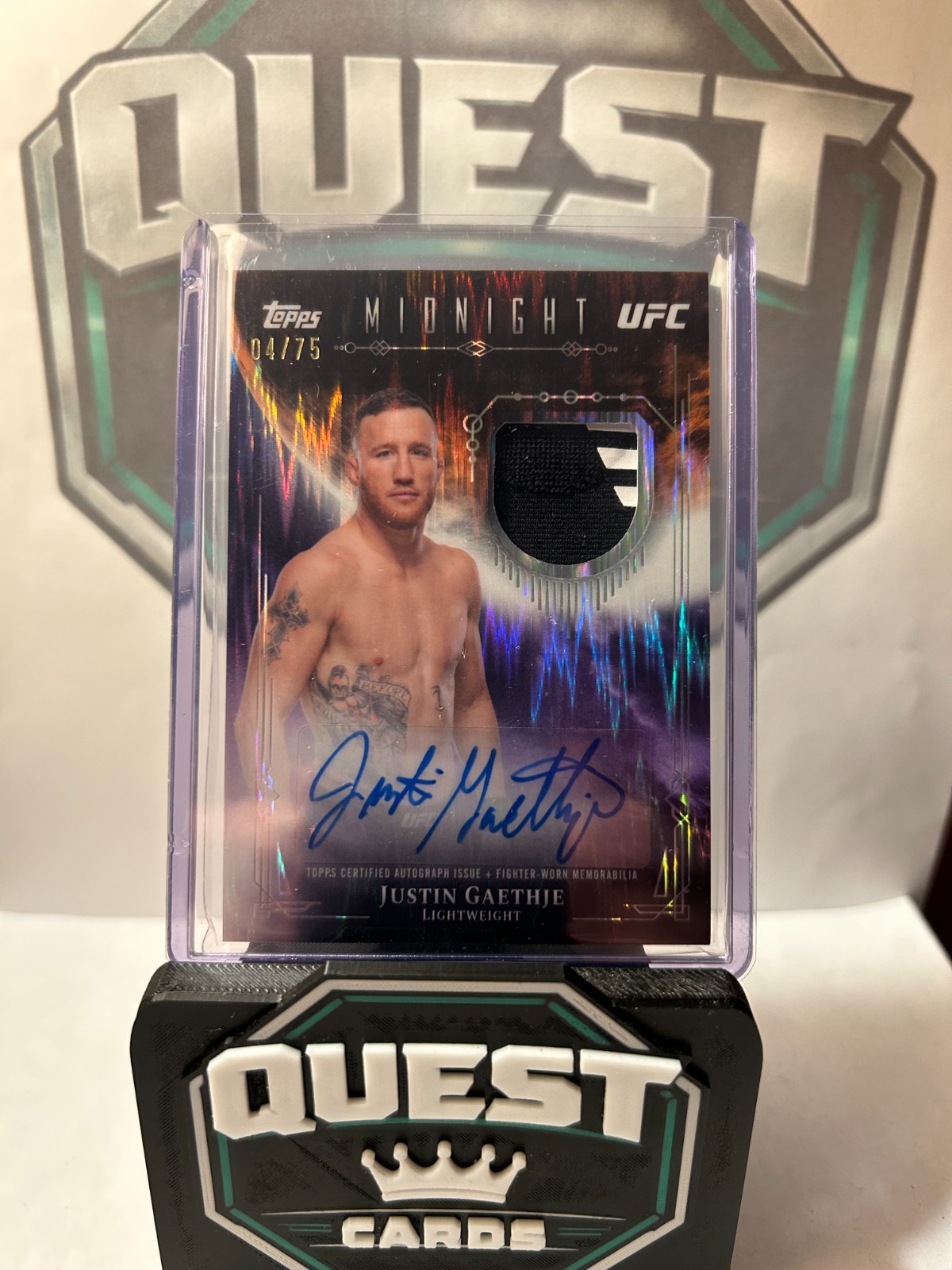 2026 Topps Midnight UFC Justin Gaethje Relic Auto #4/75 Dusk