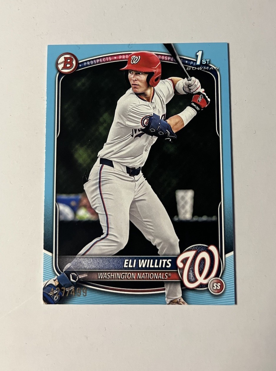 Topps 2025 Bowman Draft Eli Willits #BD-1 Washington Nationals Sky Blue /499 RC