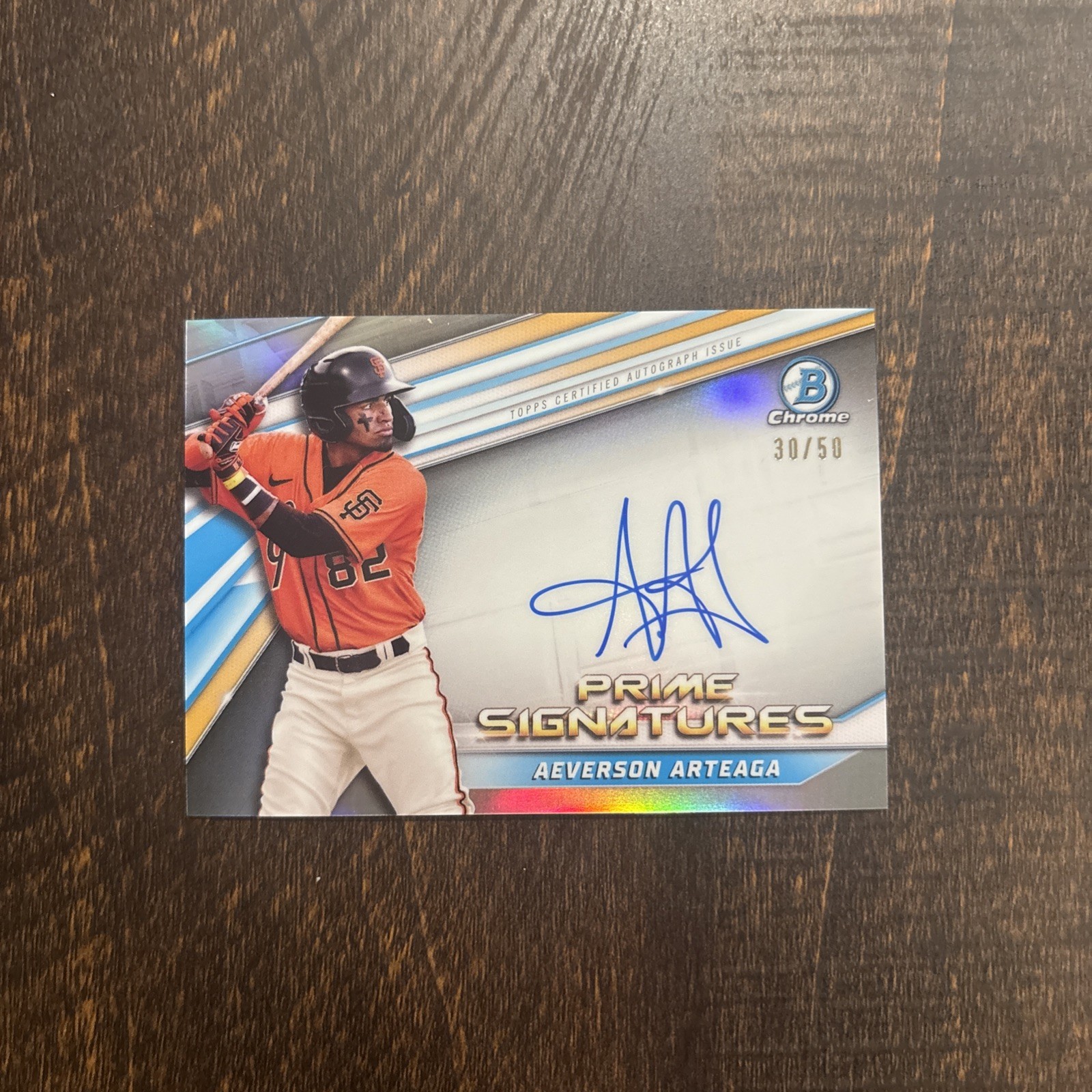 2022 Bowman Chrome Aeverson Arteaga Prime Chrome Signature Auto SP /50 PCS-AAT