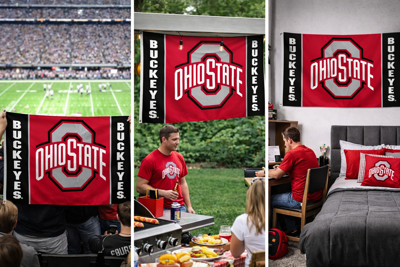 Ohio State Buckeyes Flag 3×5 ft Banner NCAA Football Outdoor Red Large