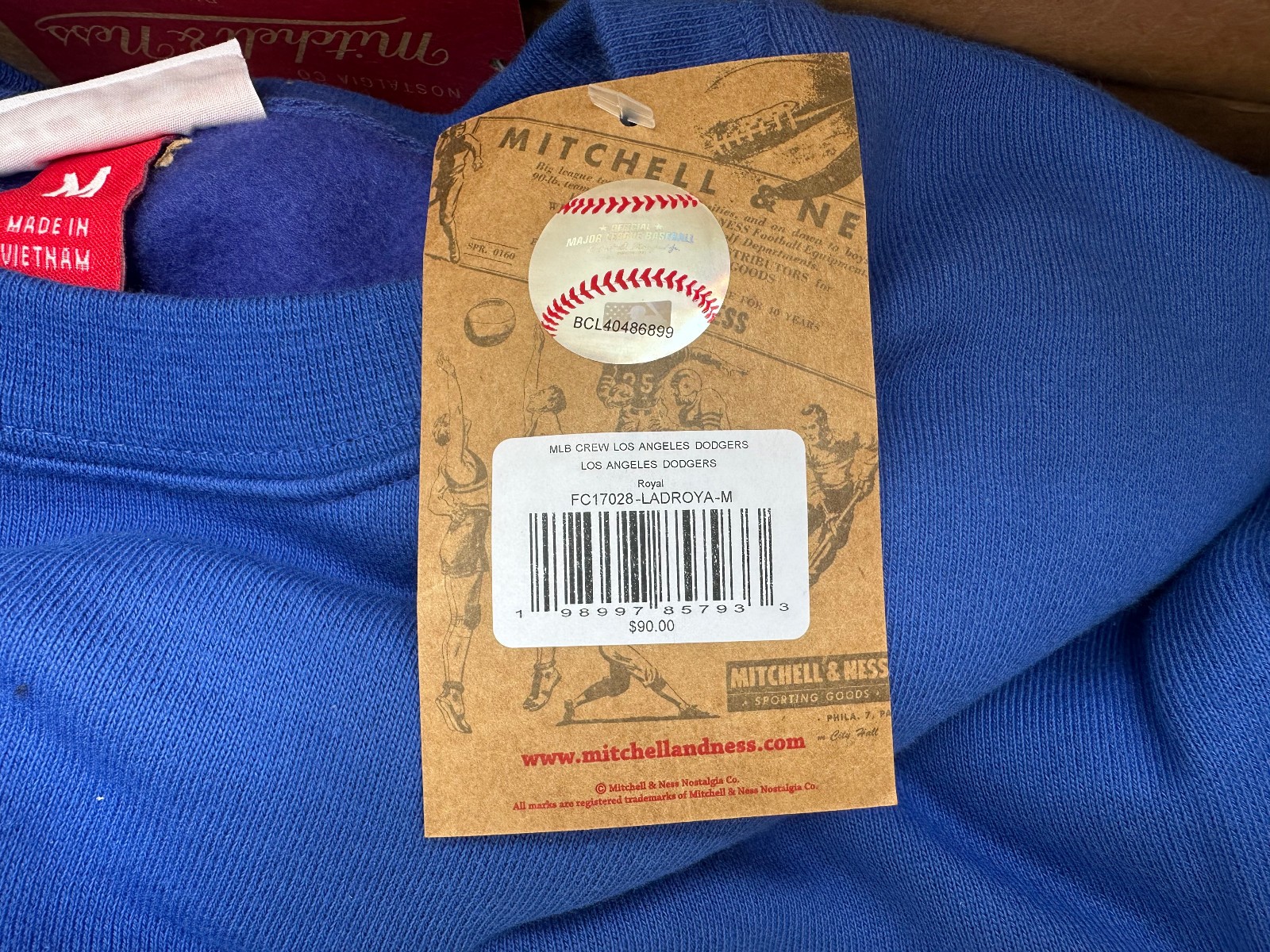 Men’s Los Angeles Dodgers Mitchell & Ness MLB Crewneck Sweatshirt NWT