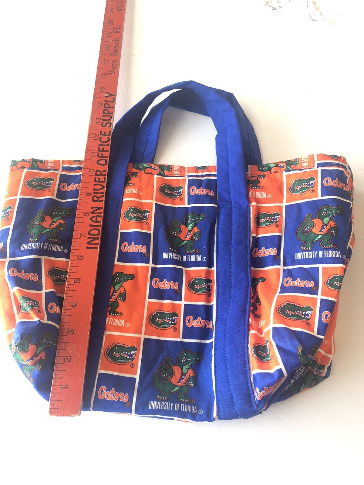 Vintage UF Florida Gators Patchwork Cloth Tote Bag With Orange Lining NICE!