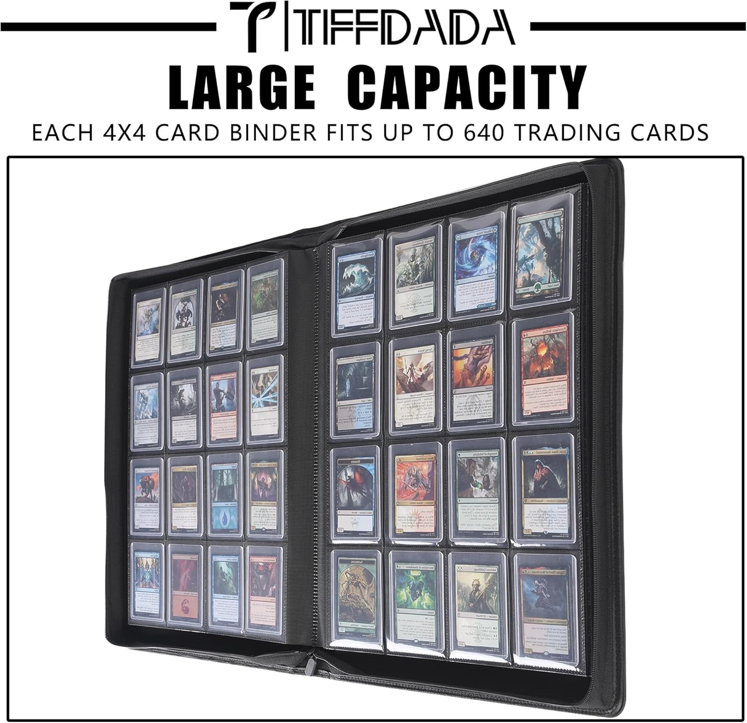 Grinowl 16 Pocket Toploader Binder, Holds 640 Top Loaders Large Toploader Card..