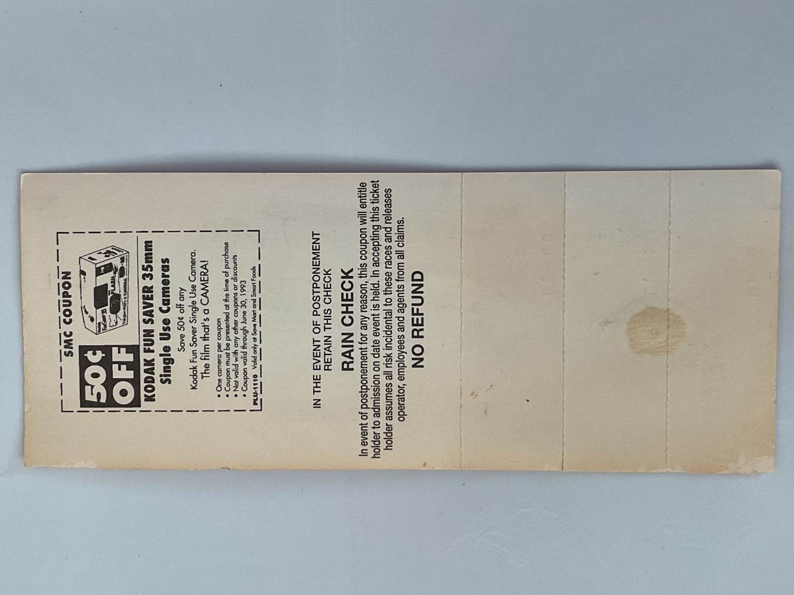 1993 Sonoma Sears Point SaveMart 300 Bud 200 Pole Qualifying NASCAR Full Ticket