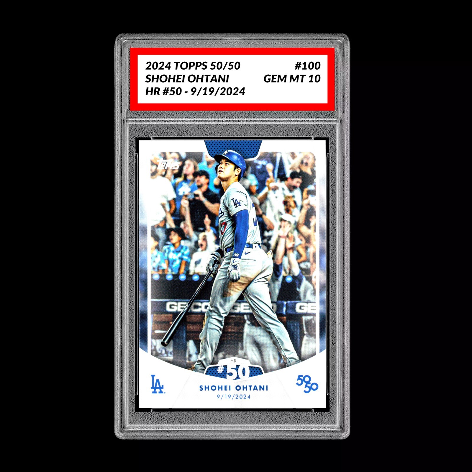 Graded 10 SHOHEI OHTANI HR #50 – 2024 Topps 50/50 Card #100 Dodgers MLB History