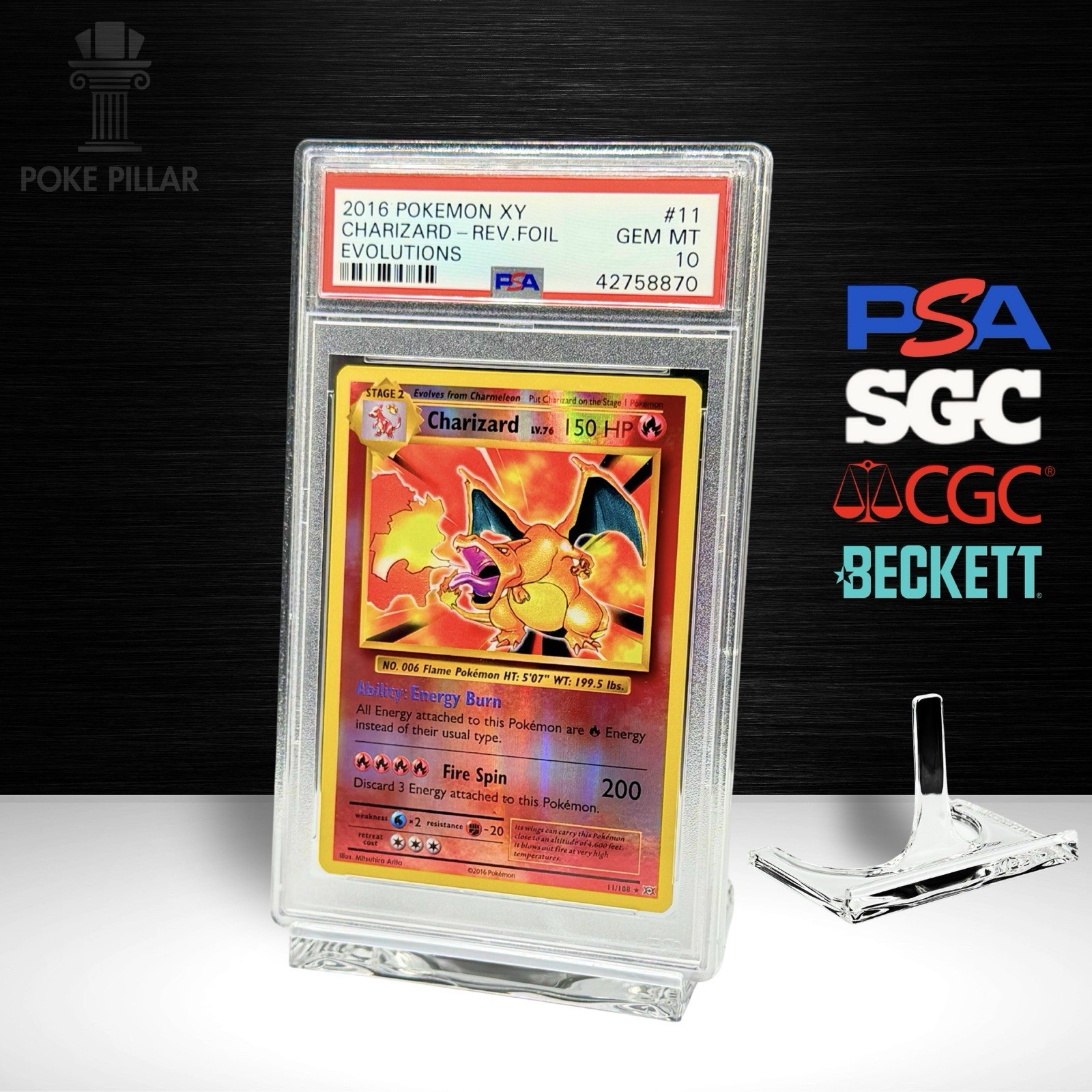 PSA Acrylic Card Stand Clear | Graded Cards Display | Sports Pokemon Slab Holder