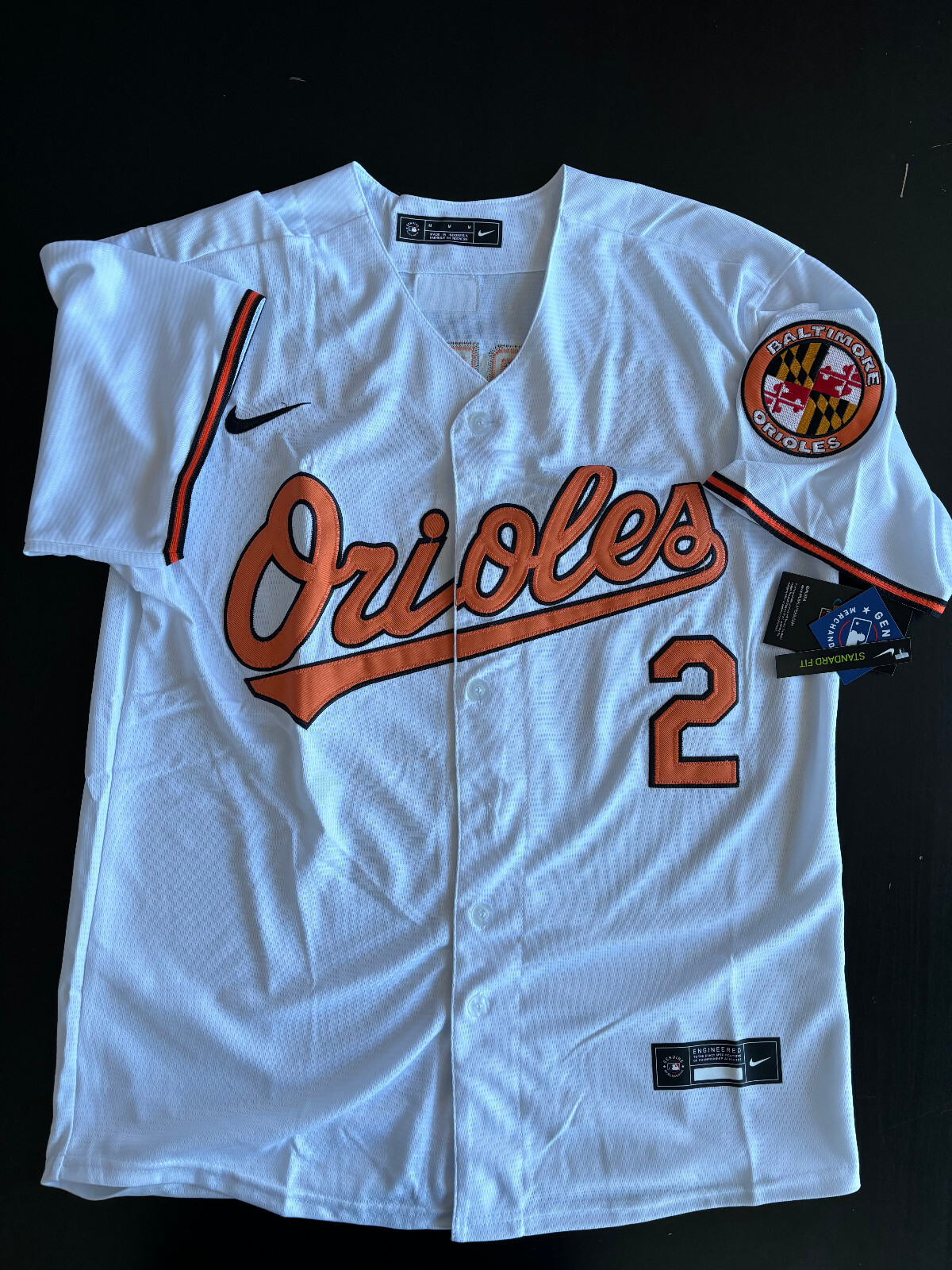 Gunnar Henderson #2 Men’s Baltimore Orioles White Flex Jersey MEDIUM – NWT