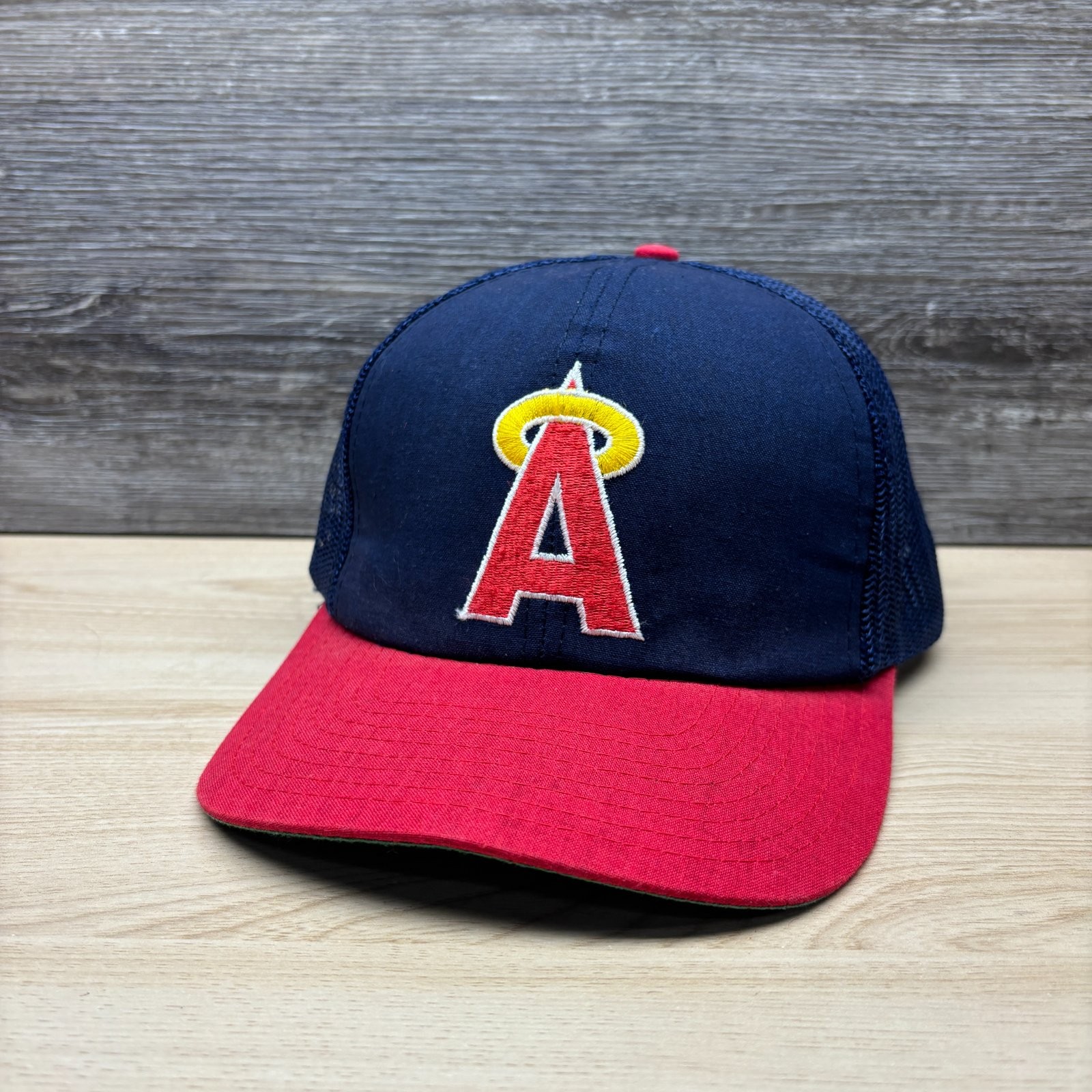 Vintage Anaheim Angels Hat Cap Snap Back Blue Red Trucker MLB Baseball 90s