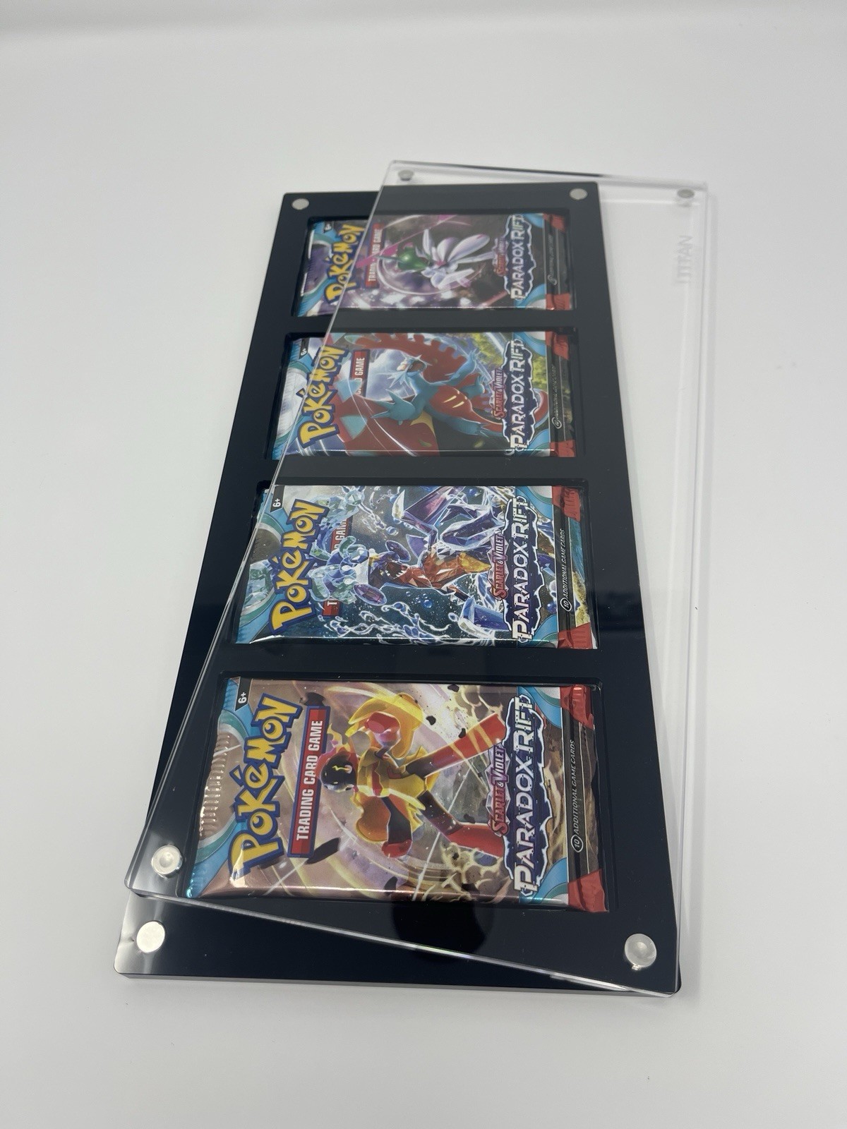 (4) Pack Hanging Wall Display Frame Magnetic Lid FITS Pokemon Booster Packs