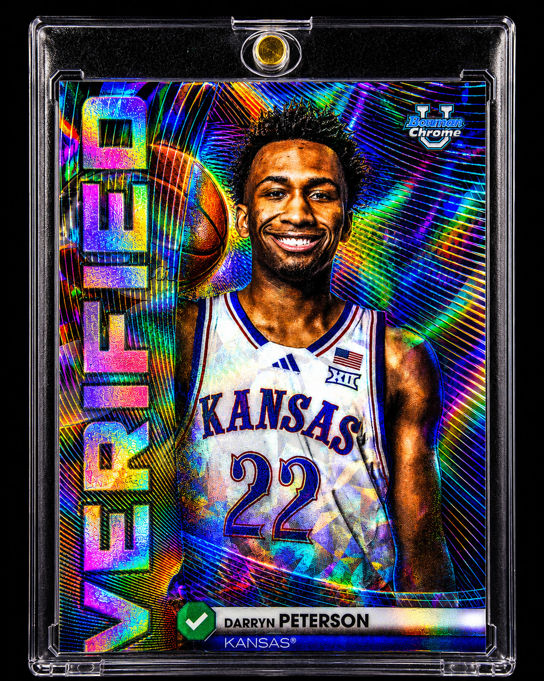 DARRYN PETERSON ROOKIE BLACK WAVE REFRACTOR HOLO PRIZM SP Insert Chrome KANSAS