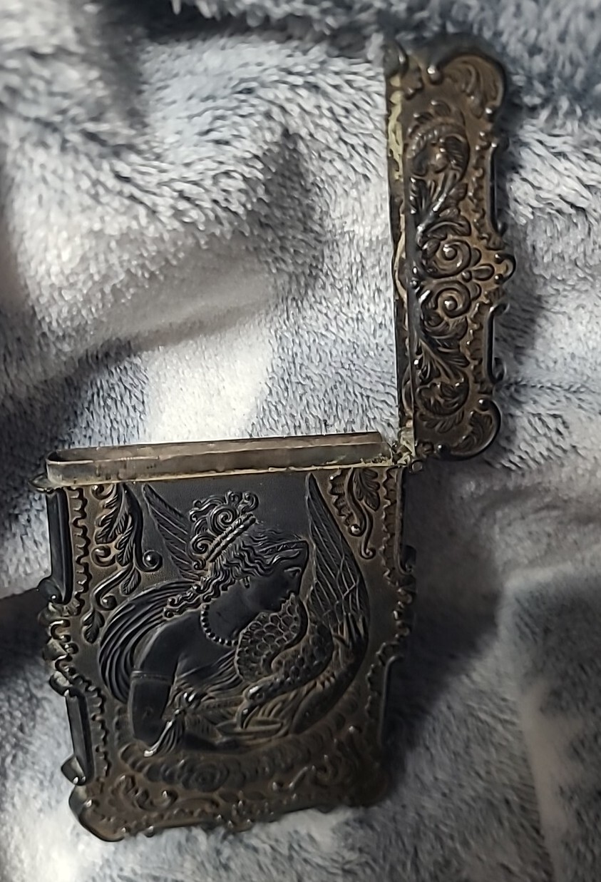Antique Coin Silver Plate Monogram Calling Business Card Case Holder G2U