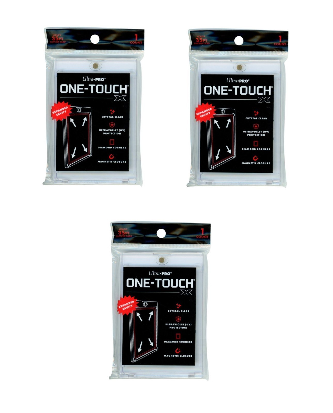 (3-Pack) Ultra Pro One Touch X 35pt UV Magnetic Card Holder For Sleeved Cards