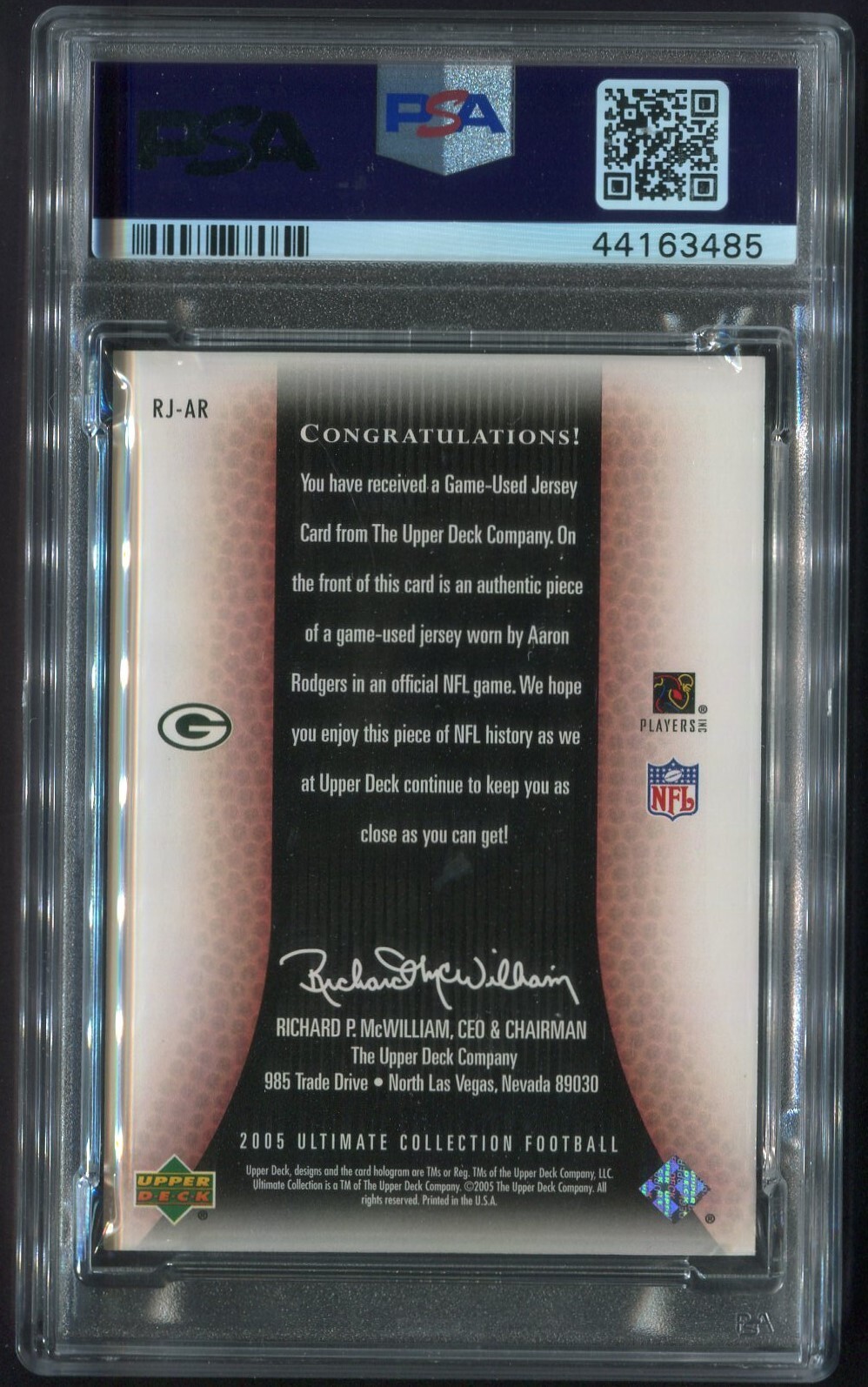 2005 ULTIMATE COLLECTION AARON RODGERS GAME JERSEY RC /25 PSA 8 *POP 1* 3 HIGHER