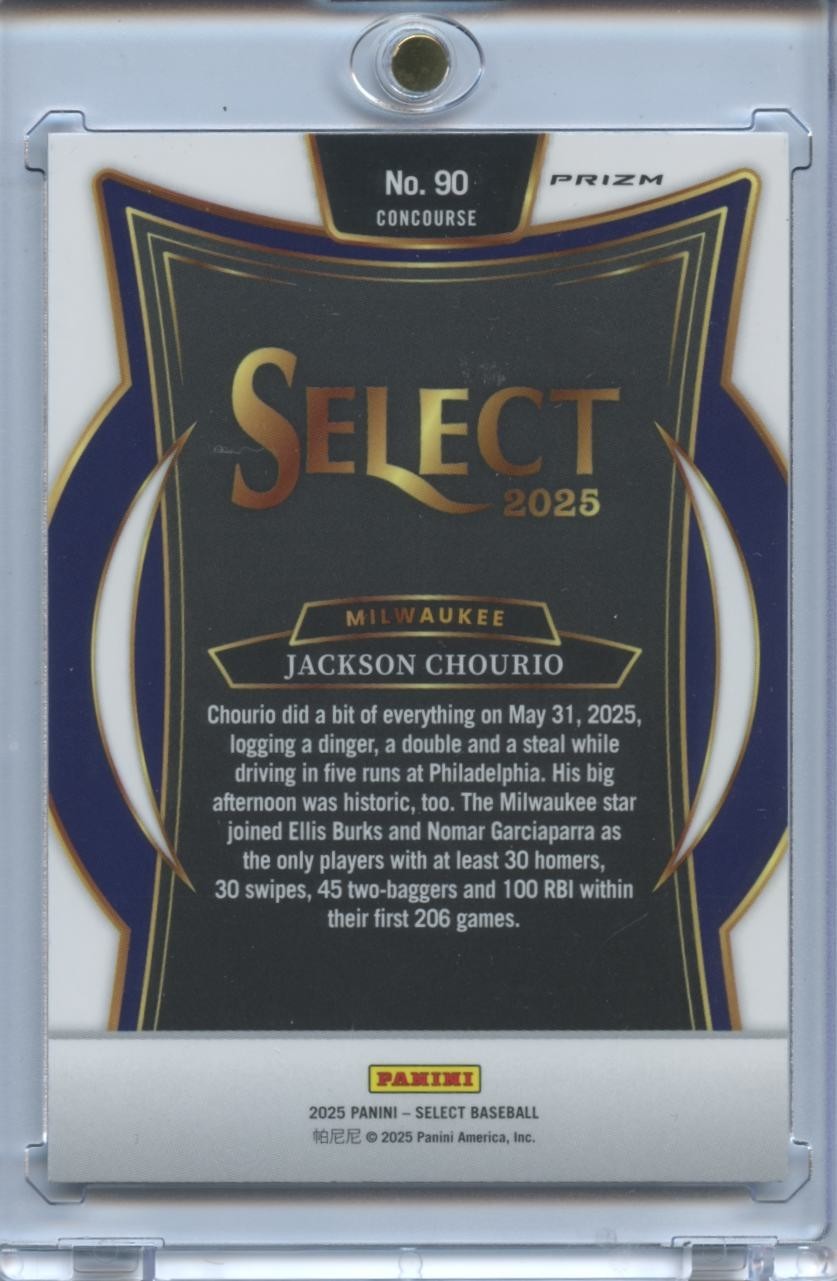 Jackson Chourio 2025 Select Zebra Prizm SSP SHORTPRINT Milwaukee Brewers