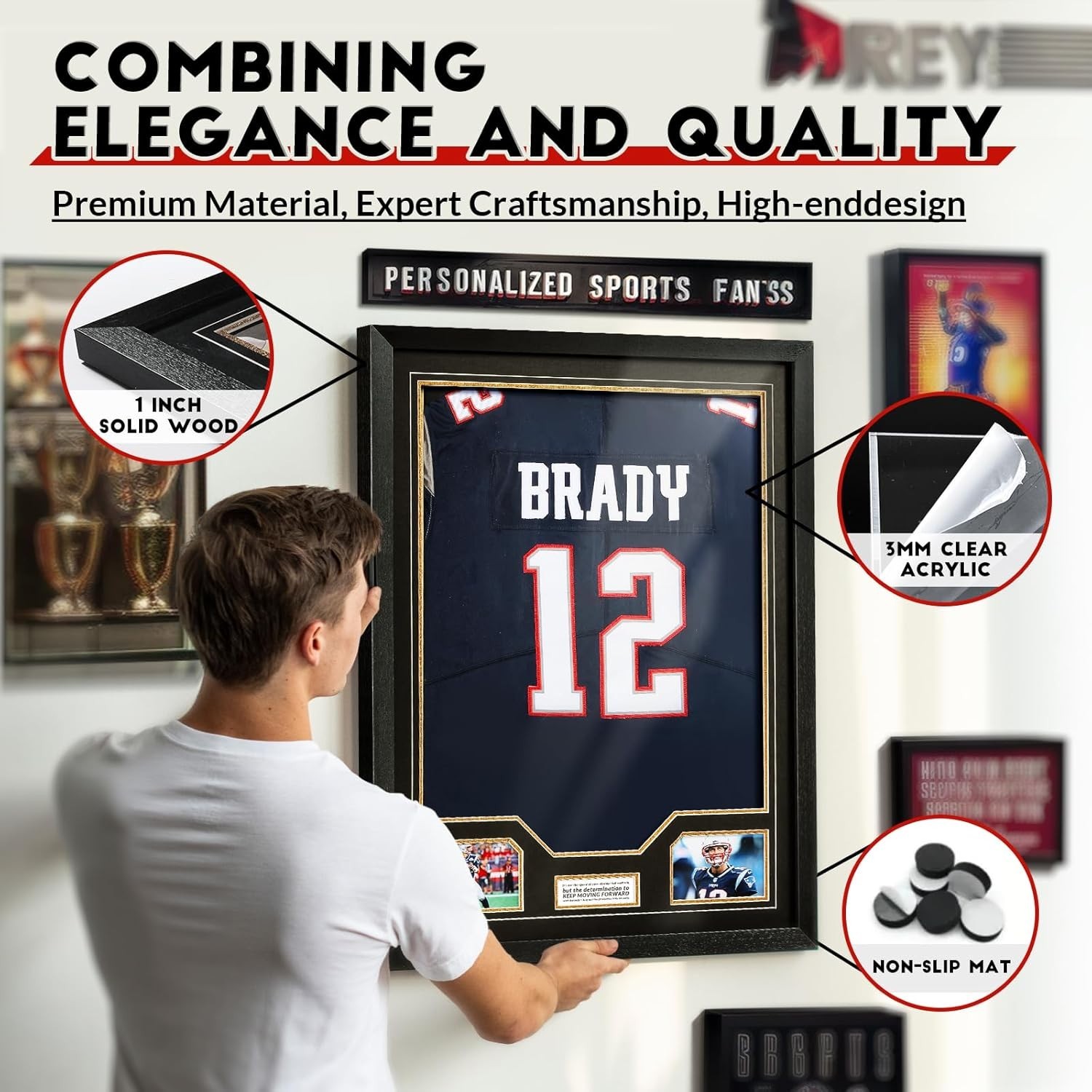 Large Sports Jersey Display Case: UV Protected Frame for Baseball & More