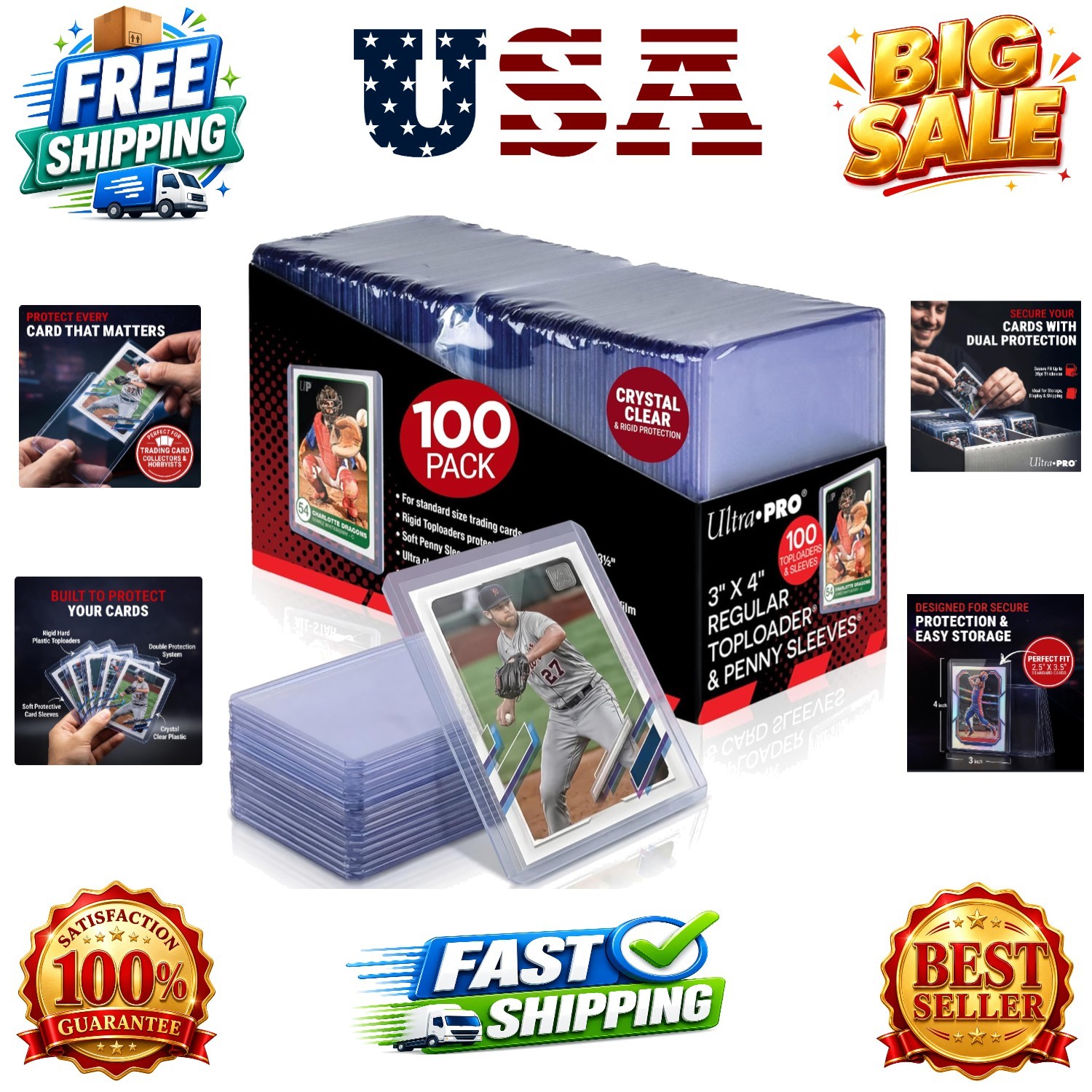 3″ x 4″ Clear Regular Toploaders for Cards with Card Sleeves Bundle Standard …