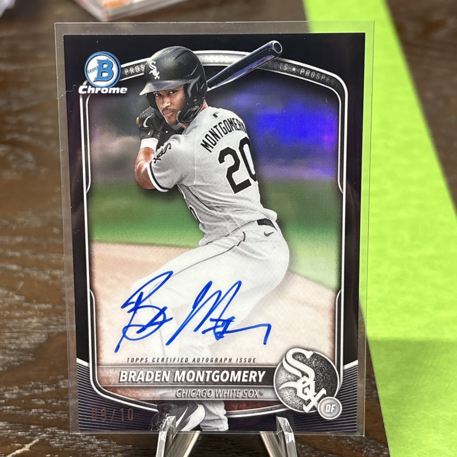Braden Montgomery 2025 Bowman Chrome Auto True Black /10 White Sox