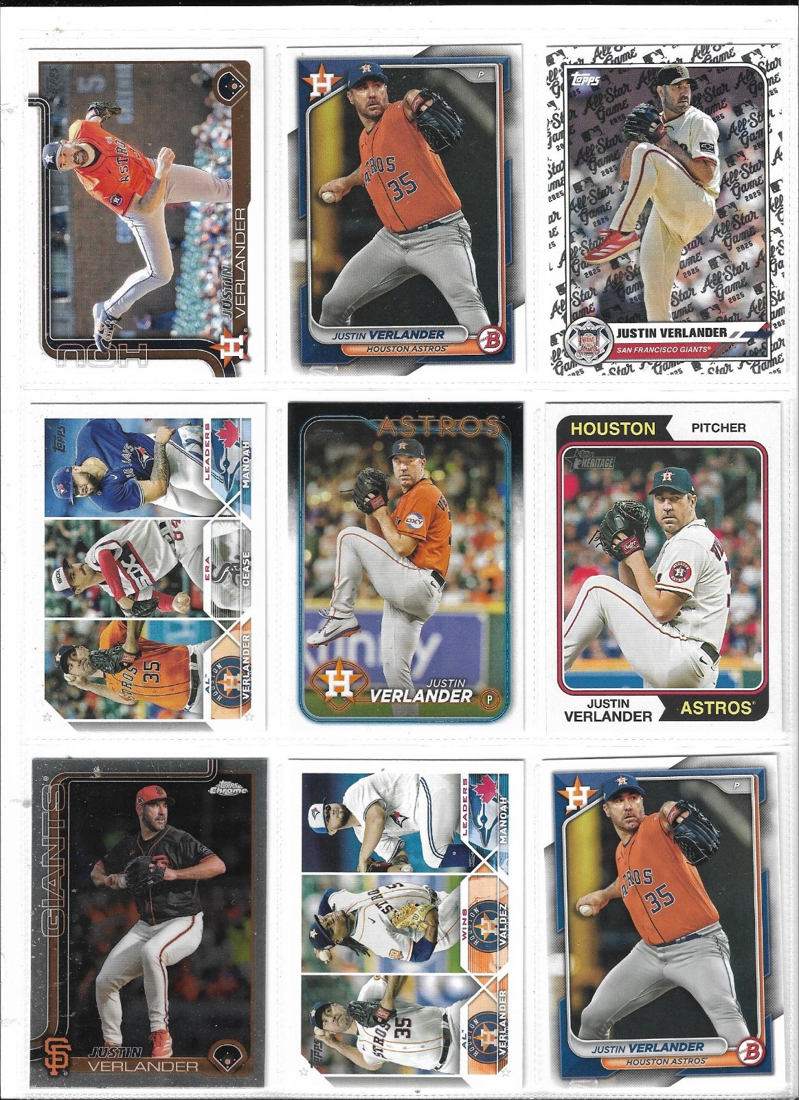 JUSTIN VERLANDER (VARIOUS TEAMS) – MLB BASEBALL BASE CARDS – 60 CARD LOT