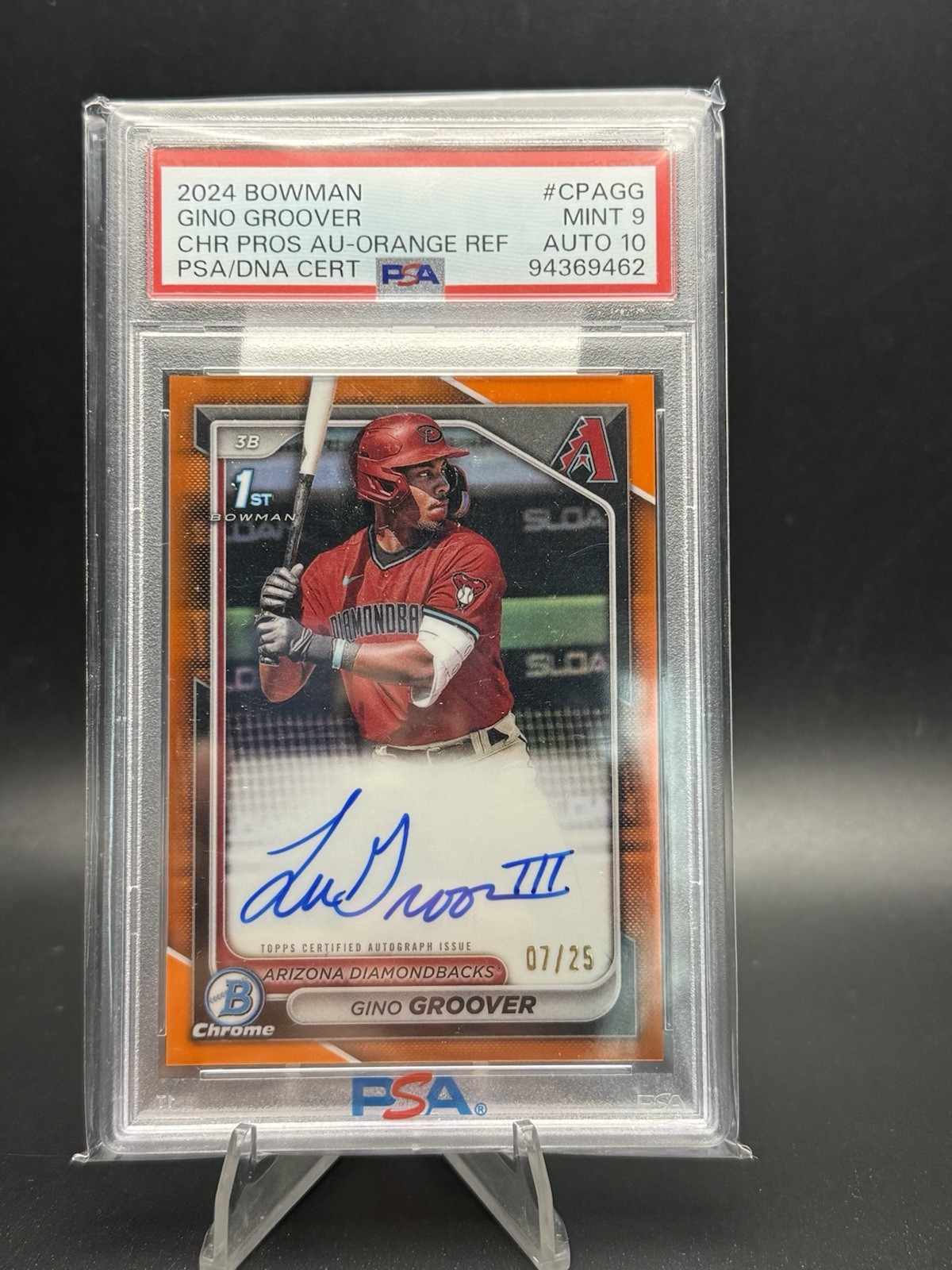 2024 Bowman Chrome GINO LuJAMES GROOVER True Orange Refractor Auto RC /25 PSA 9