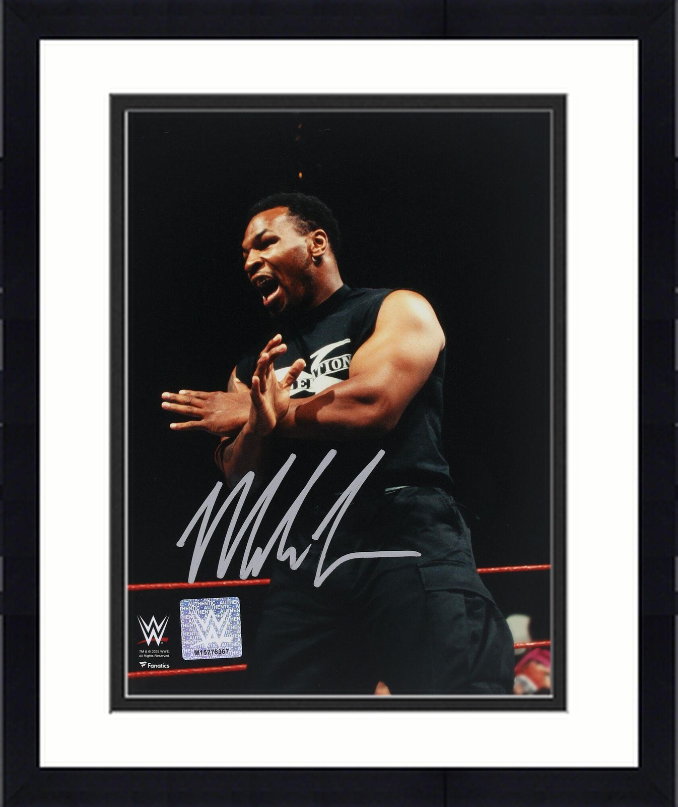 Framed Mike Tyson WWE Autographed 8″ x 10″ Cross Armed X-Chop Photograph
