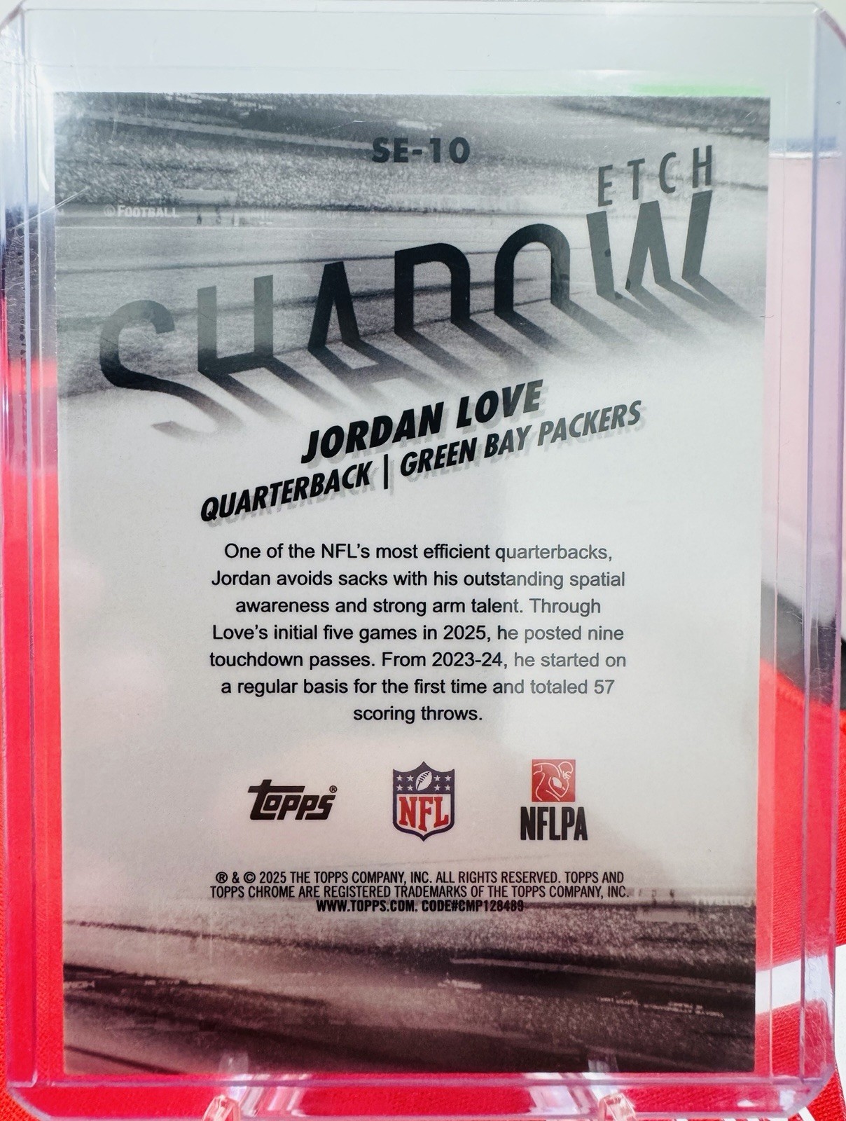 2025 Topps Chrome Jordan Love Shadow Etch Shortprint SP #SE-10 Green Bay Packers