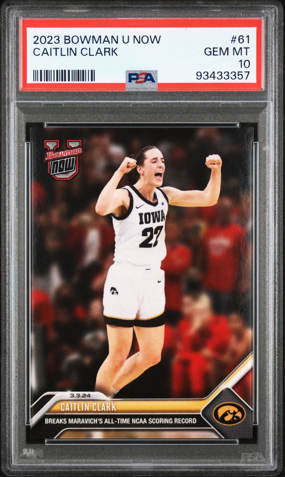 2023 BOWMAN U NOW #61 CAITLIN CLARK PSA 10