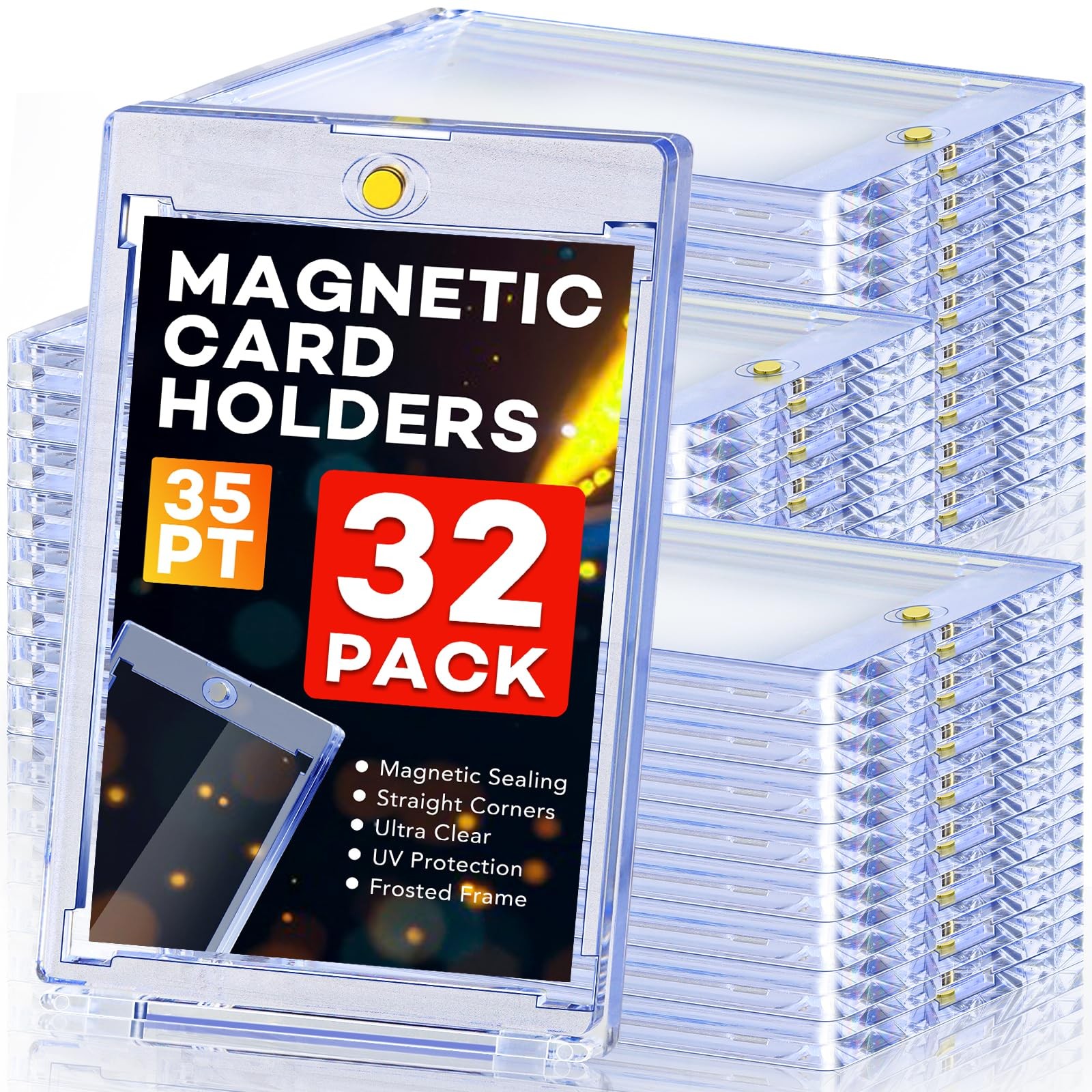 32ct Magnetic Card Holders, 35pt One Touch Card Holder, U-V Protection Hard P…