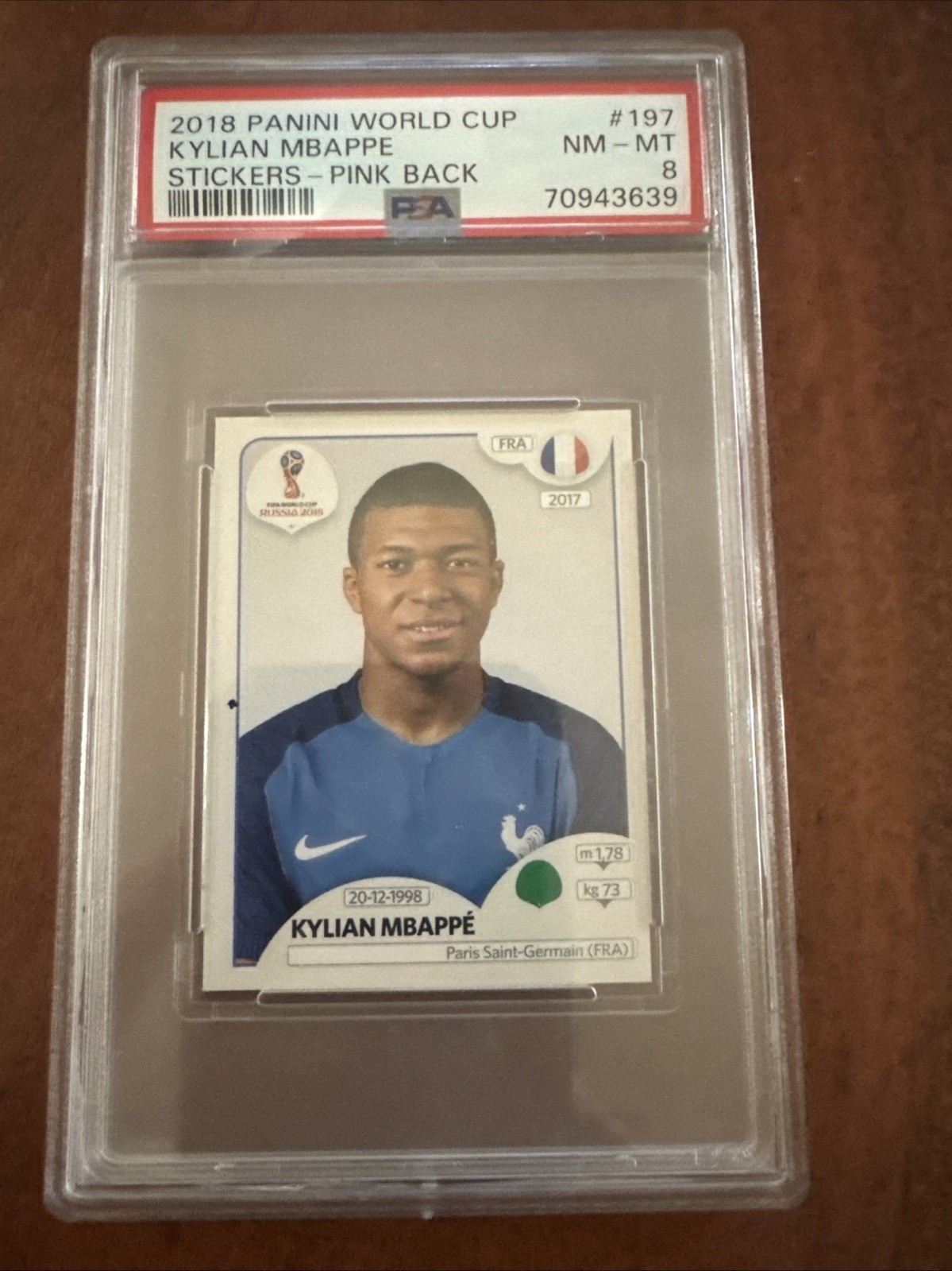2018 Panini World Cup Kylian Mbappe Sticker – Pink Back