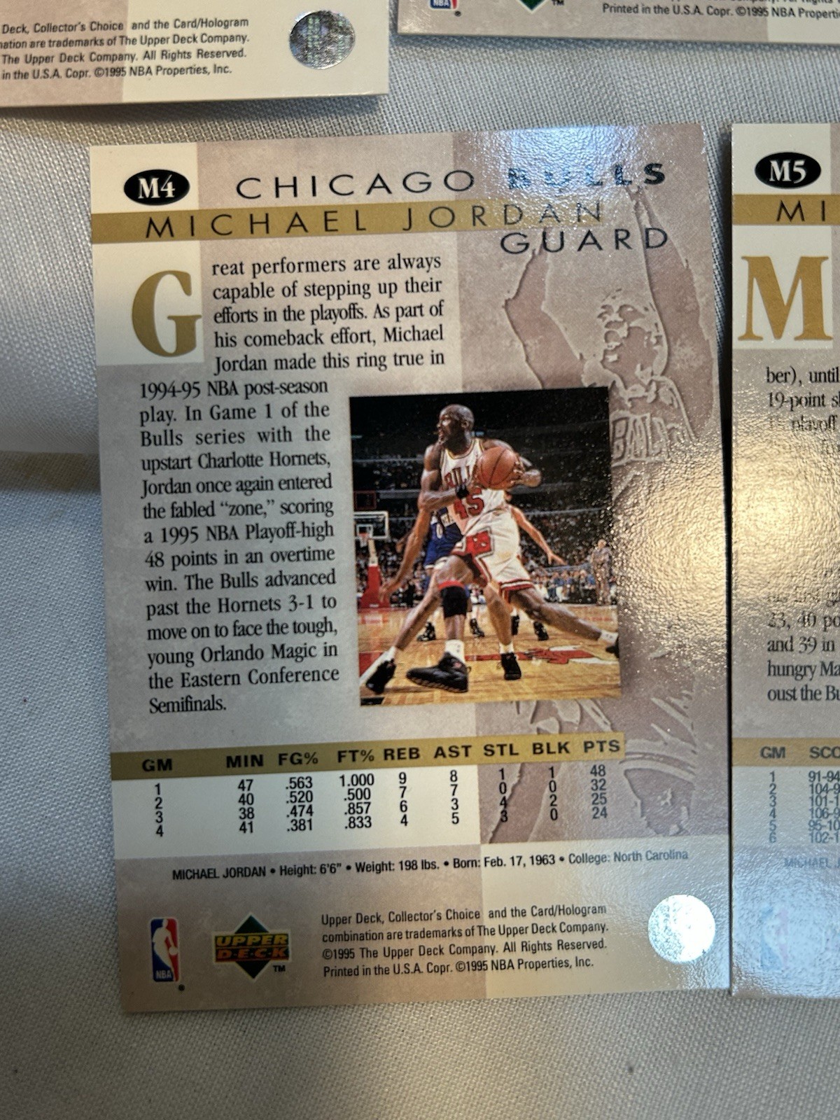 Michael Jordan 1995 Upper Deck Collectors Choice M1-M5 He’s Back Subset