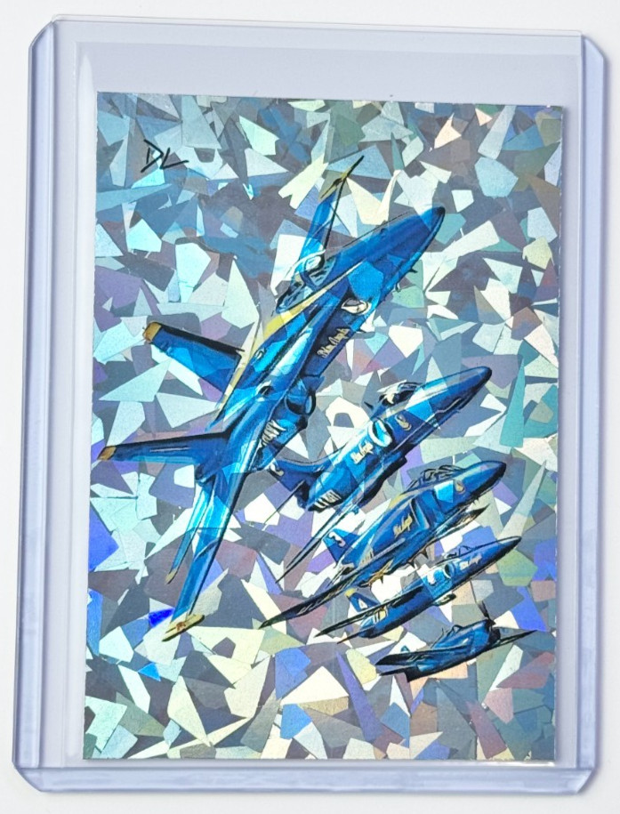 Blue Angels Limited Edition Artist Signed “US Navy” Rare Refractor Card 1/1