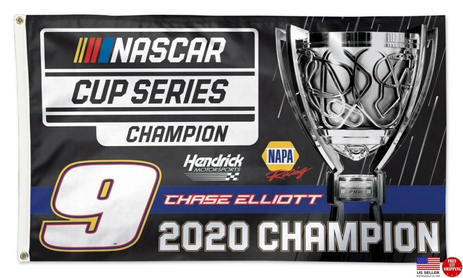 Chase Elliott #9 NAPA Championship 2020 3′ x 5′ Deluxe Flag Man Cave Instock