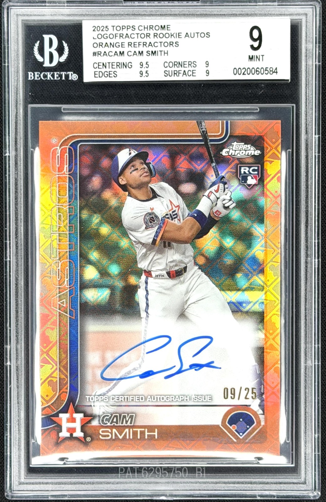 Cam Smith Rookie 2025 Topps Chrome Logofractor #RA-CAM Auto Orange /25 BGS 9